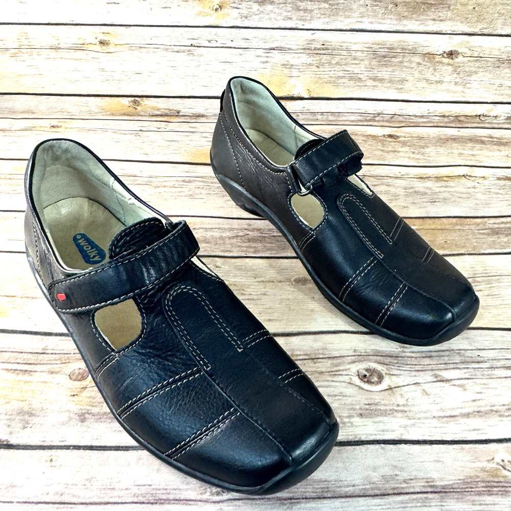 Wolky Womens Black Leather Square Toe Mary Jane Comfort Walking Shoes 39/8